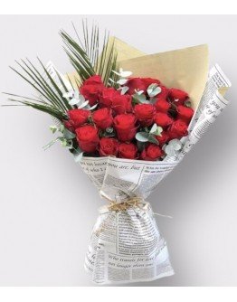 Feniksli 21 Adet Kırmızı Gül Buketi