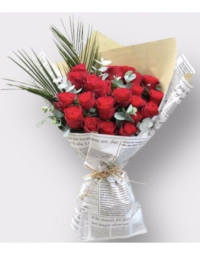 Feniksli 21 Adet Kırmızı Gül Buketi