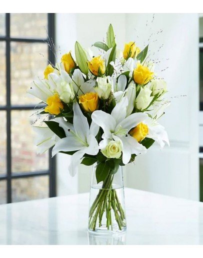 Sarı Güllü Lilyum Aranjmanı