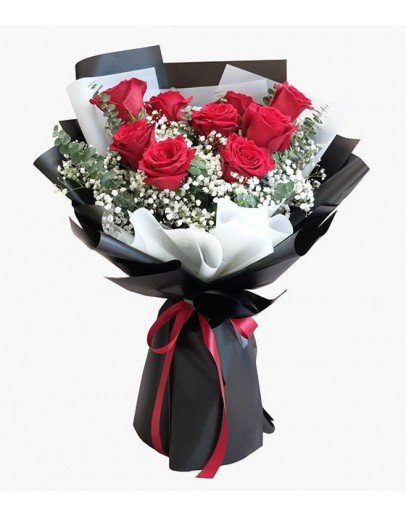 9 Adet Kırmızı Gül