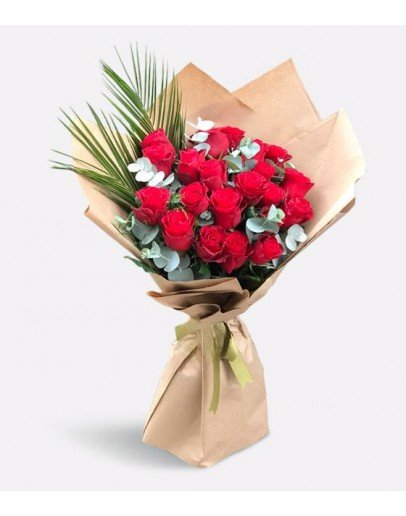 Naturel 21 Adet Kırmızı Gül Buketi