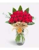 Silindir Vazoda 21 Adet Kırmızı Gül