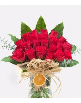Silindir Vazoda 21 Adet Kırmızı Gül