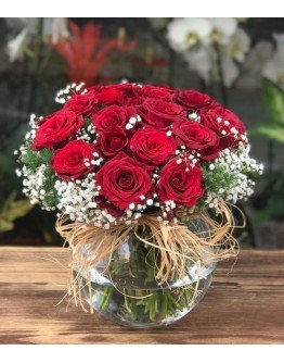 Akvaryum Vazoda Kırmızı Güller