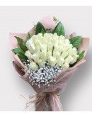 Hasır Ambalajında 41 Adet Beyaz Gül